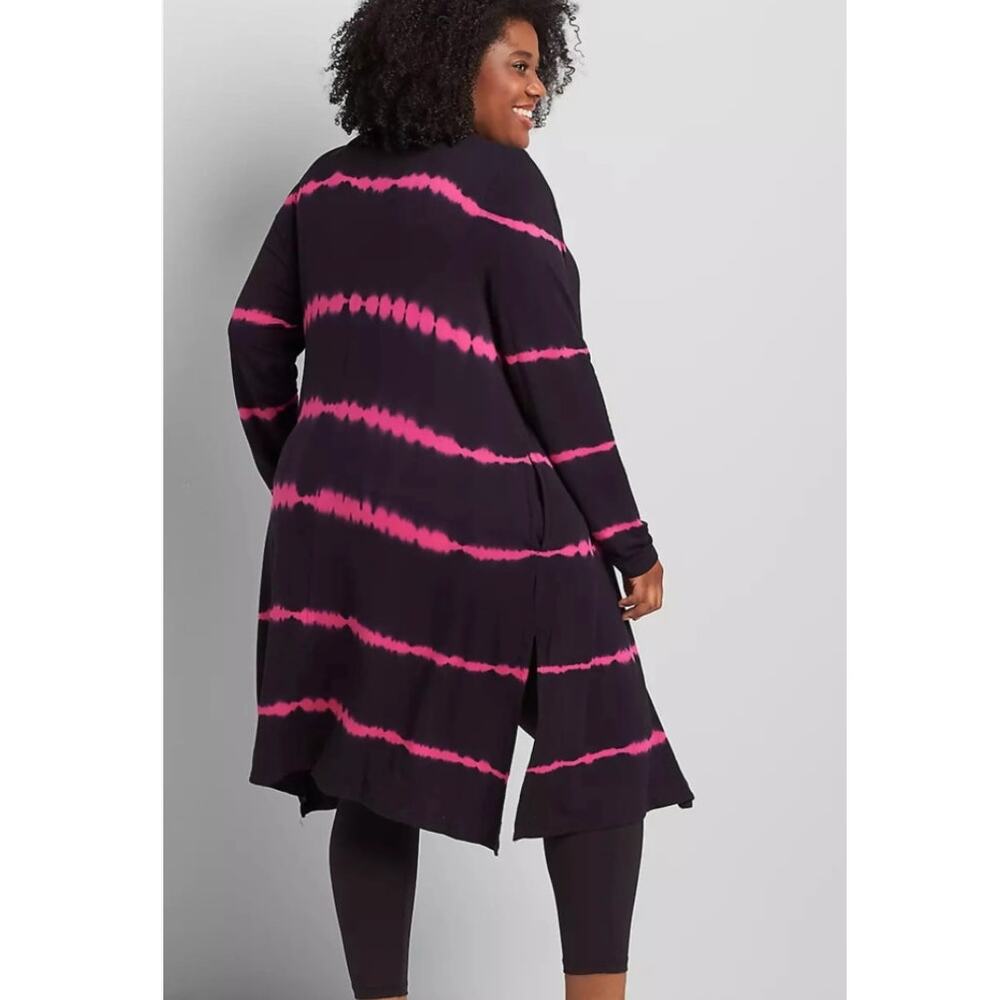 Livi Lane Bryant Striped Duster Cardigan Black Pink 3X Plus Size 22/24